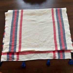 Jcrew blanket scarf - red/blue with tassels